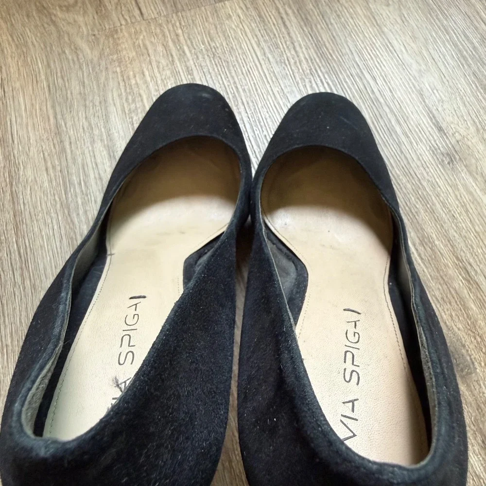 Via Spiga Platform Heels Stiletto Faux Suede Slip On | Black | Women's Size 10